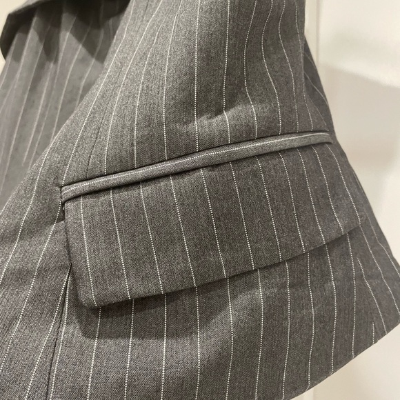 Olia Pinstripe Button Front Bustier Top - Charcoal - Picture 4 of 7